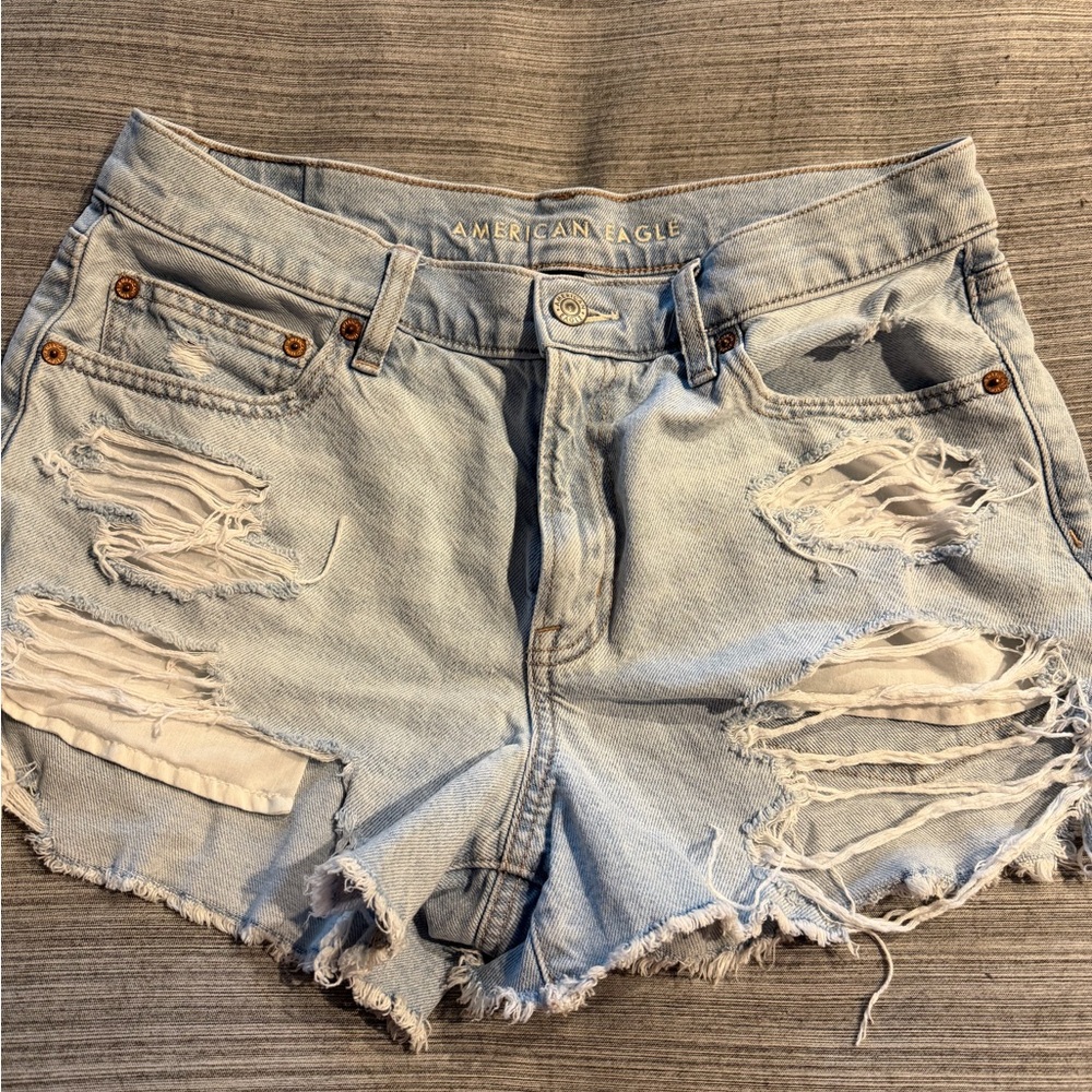 American Eagle Outfitters Distressed Light Blue Denim Cutoff Shorts